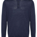 Polo a maniche lunghe in blu Caruso - uomo 