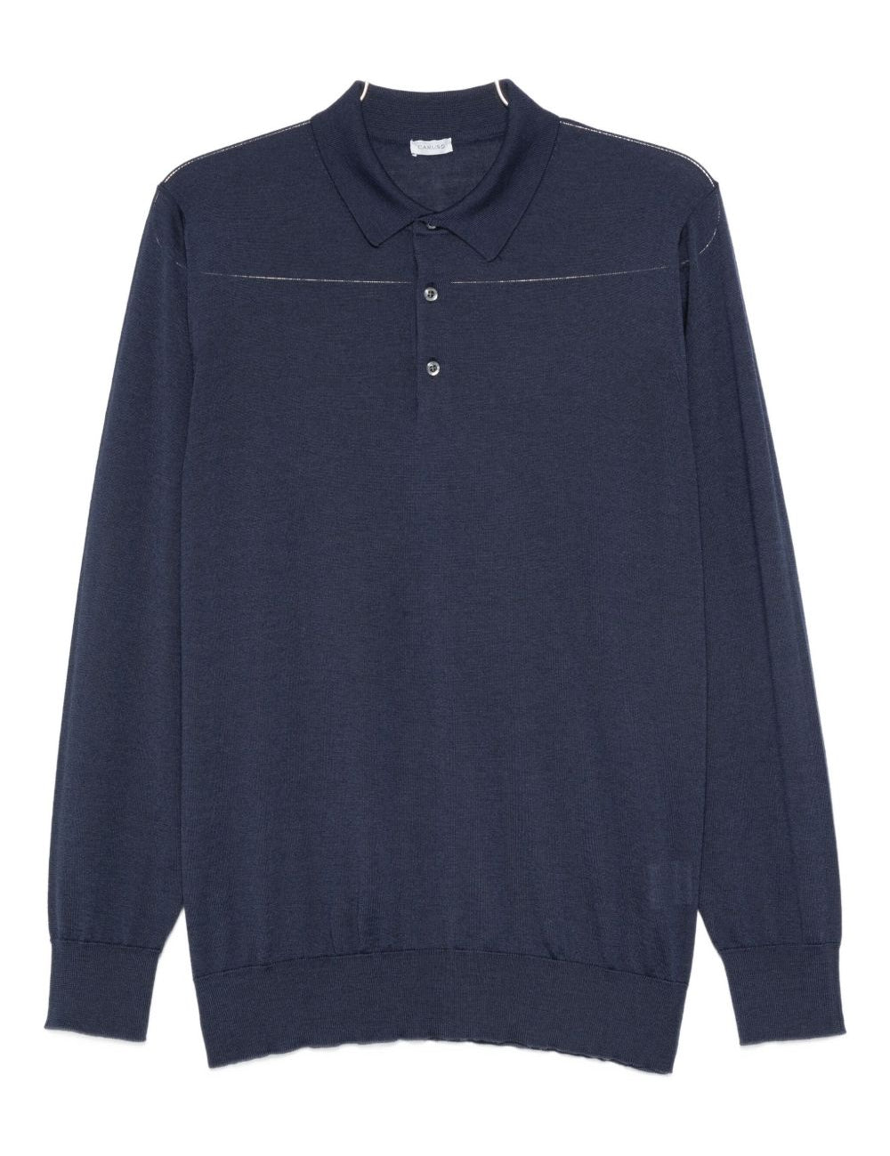 Polo a maniche lunghe in blu Caruso - uomo 
