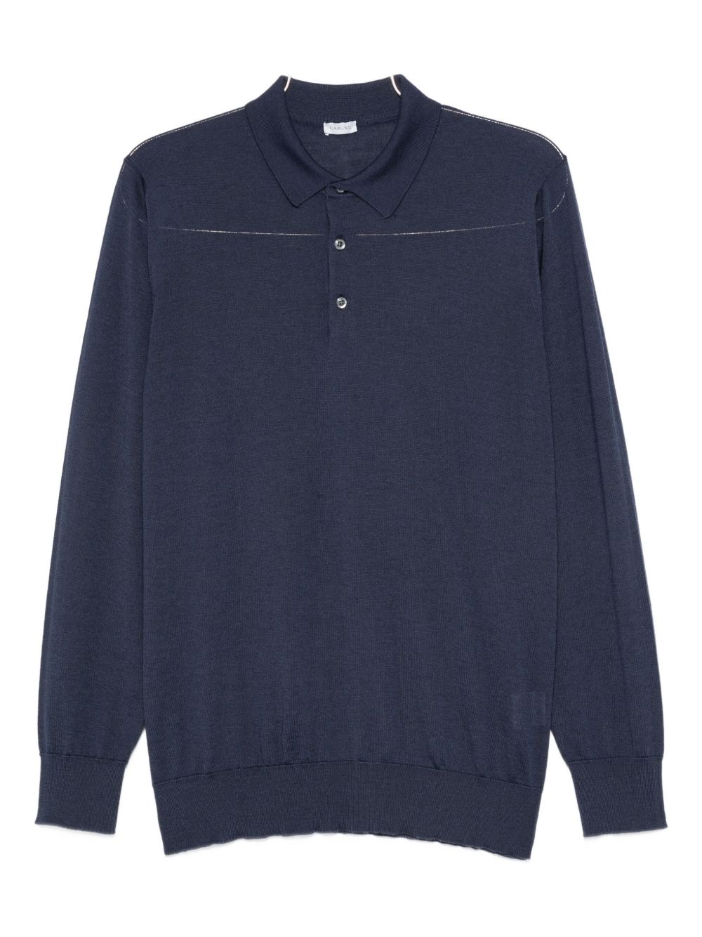 Polo a maniche lunghe in blu Caruso - uomo 