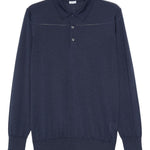 Polo a maniche lunghe in blu Caruso - uomo 