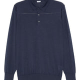 Polo a maniche lunghe in blu Caruso - uomo 