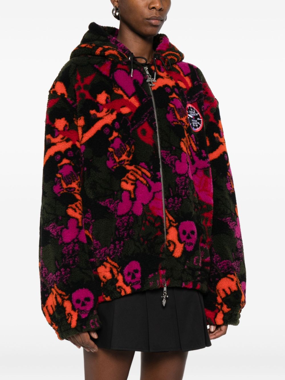 Felpa in pile con stampa teschio multicolore Chopova Lowena - donna 
