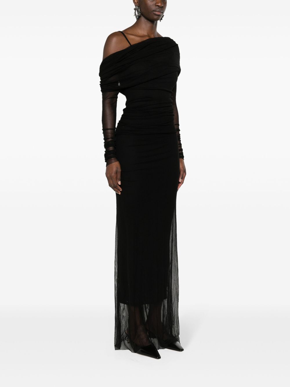 Abito midi con spalle scoperte in nero Christopher Esber - donna 