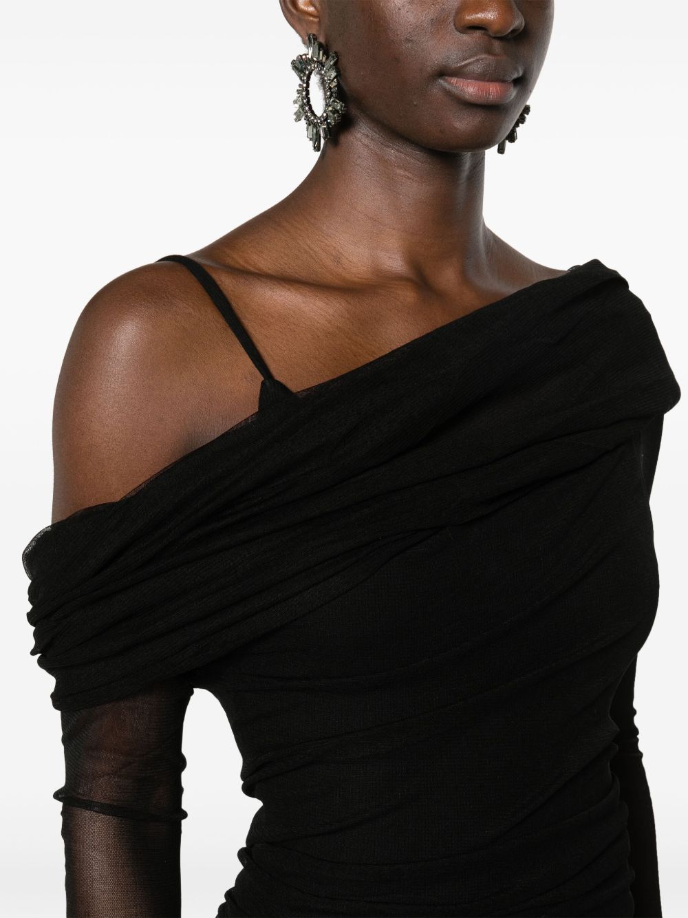 Abito midi con spalle scoperte in nero Christopher Esber - donna 