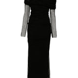 Abito midi con spalle scoperte in nero Christopher Esber - donna 