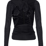 Top Hollow Venus in mesh con cut-out in nero Christopher esber - donna 