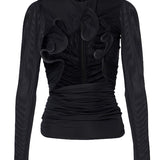 Top Hollow Venus in mesh con cut-out in nero Christopher esber - donna 
