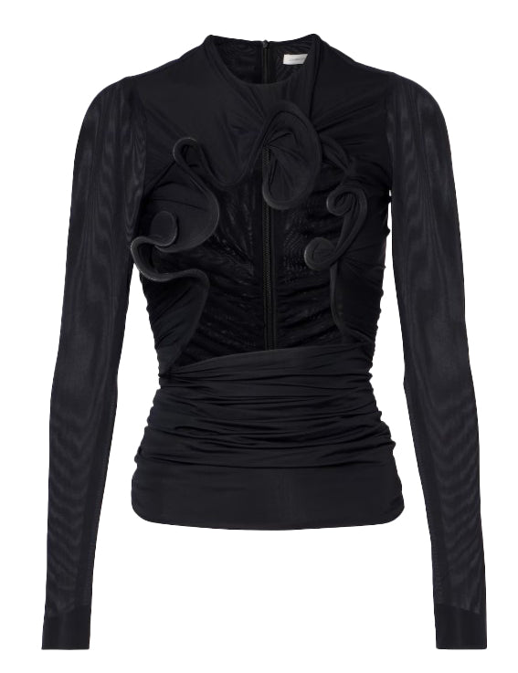 Top Hollow Venus in mesh con cut-out in nero Christopher esber - donna 