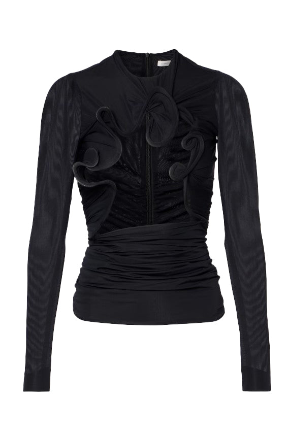 Top Hollow Venus in mesh con cut-out in nero Christopher esber - donna 