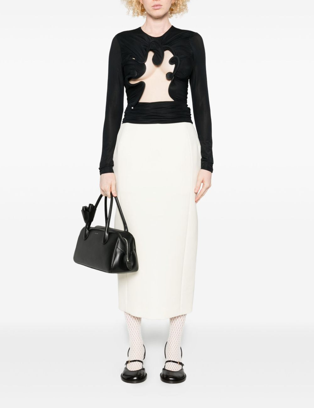 Top Hollow Venus in mesh con cut-out in nero Christopher esber - donna 