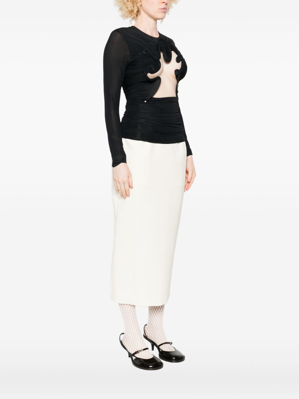Top Hollow Venus in mesh con cut-out in nero Christopher esber - donna 