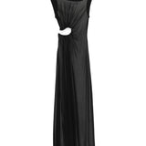 Abito lungo drappeggiato con dettaglio cut-out in nero Christopher Esber - donna 