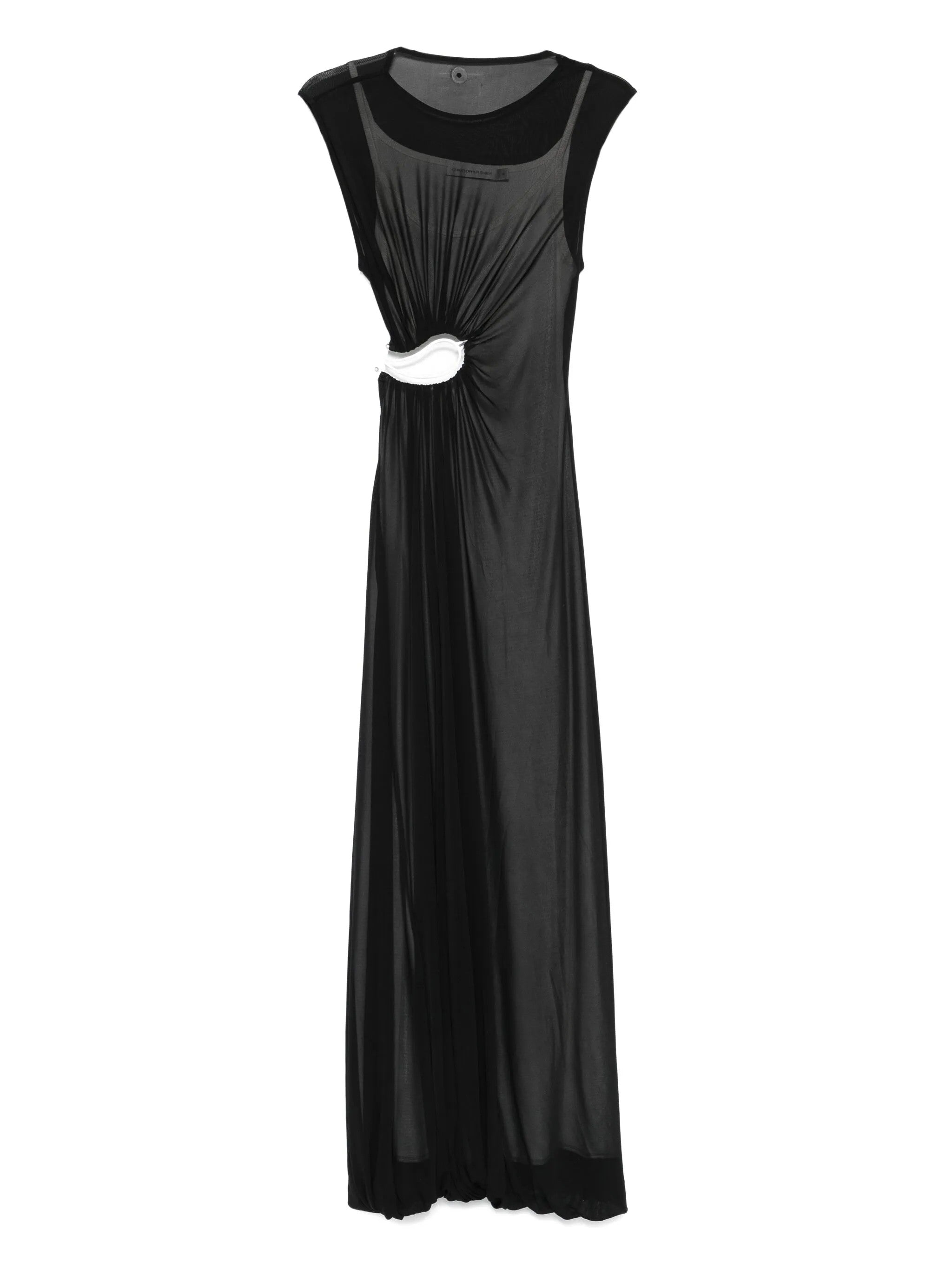 Abito lungo drappeggiato con dettaglio cut-out in nero Christopher Esber - donna 