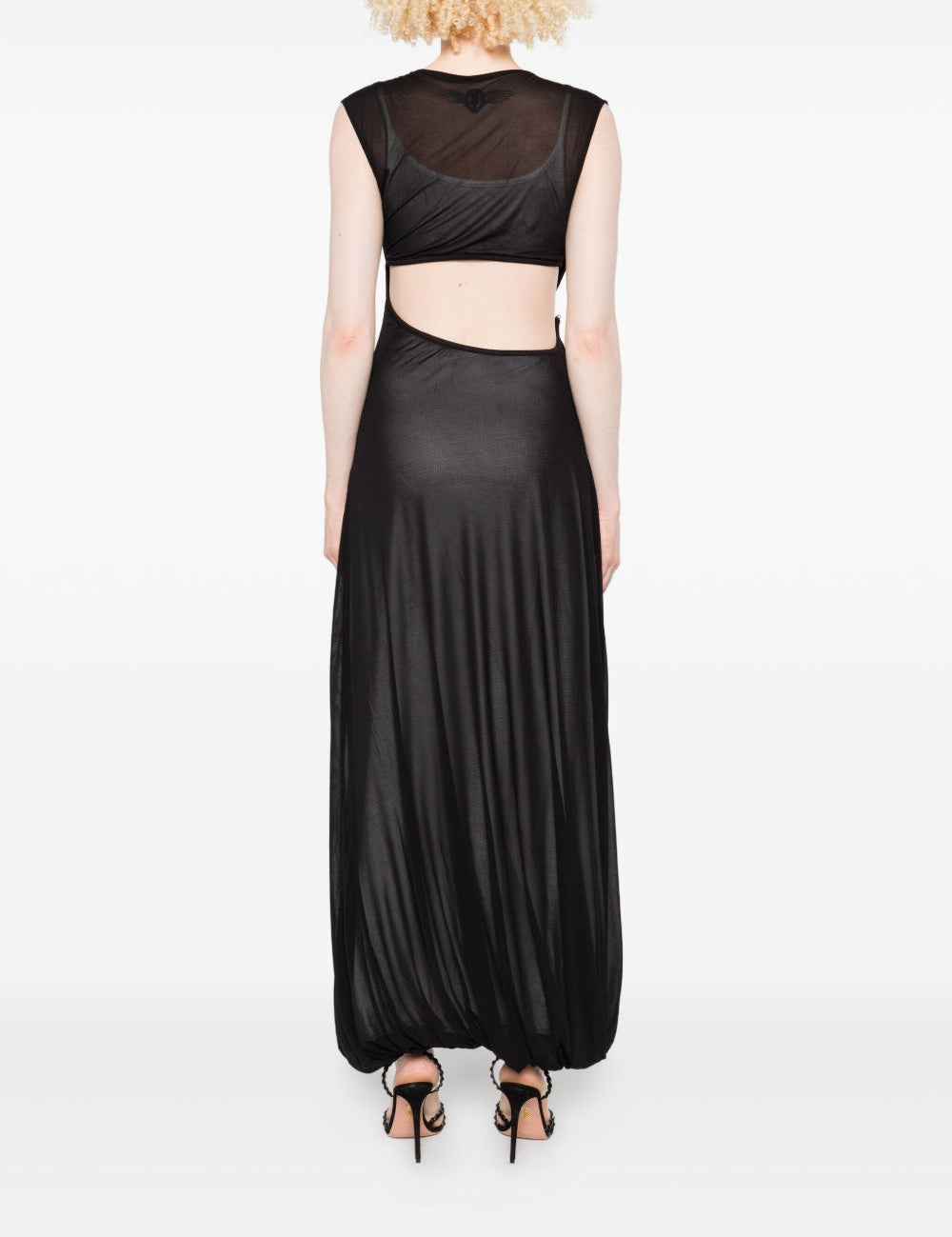 Abito lungo drappeggiato con dettaglio cut-out in nero Christopher Esber - donna 