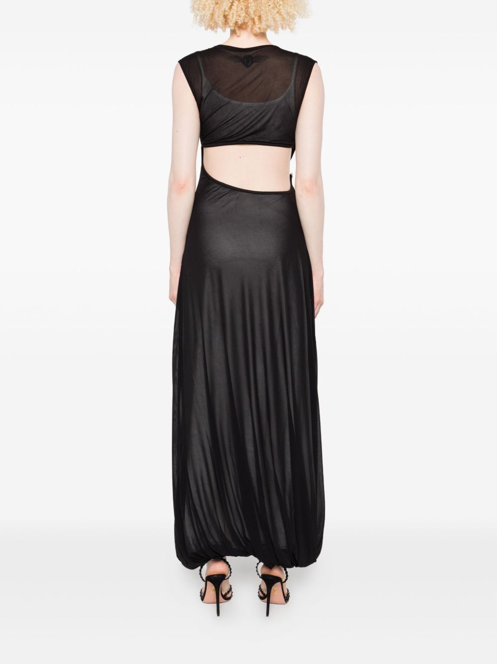 Abito lungo drappeggiato con dettaglio cut-out in nero Christopher Esber - donna 