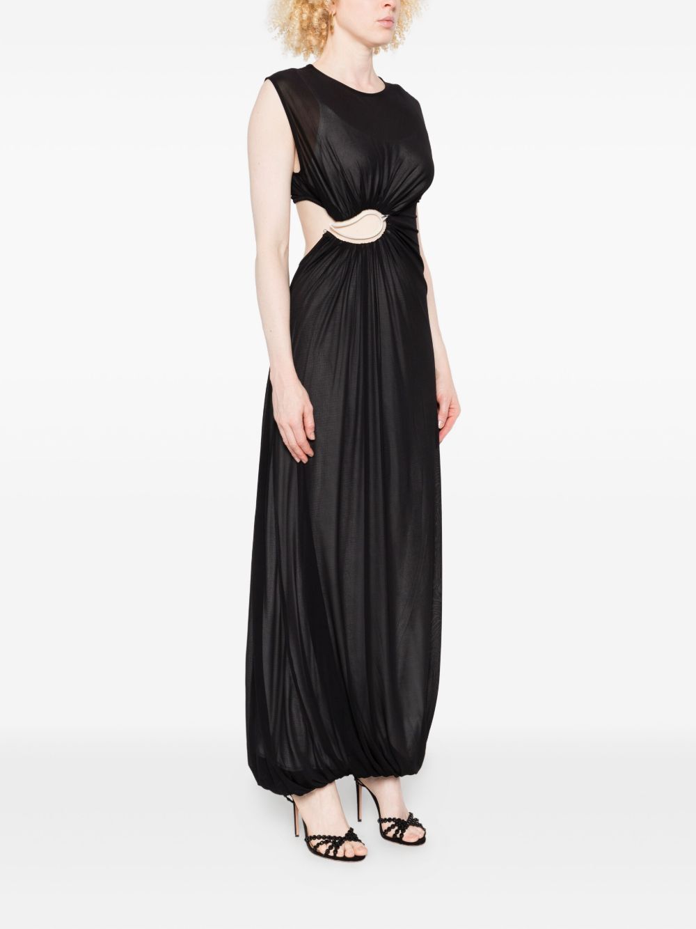Abito lungo drappeggiato con dettaglio cut-out in nero Christopher Esber - donna 