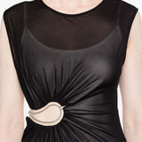 Abito lungo drappeggiato con dettaglio cut-out in nero Christopher Esber - donna 