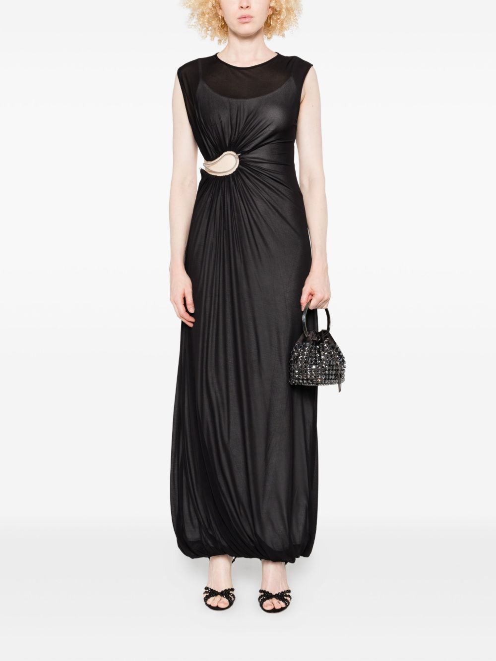 Abito lungo drappeggiato con dettaglio cut-out in nero Christopher Esber - donna 