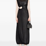 Abito lungo drappeggiato con dettaglio cut-out in nero Christopher Esber - donna 