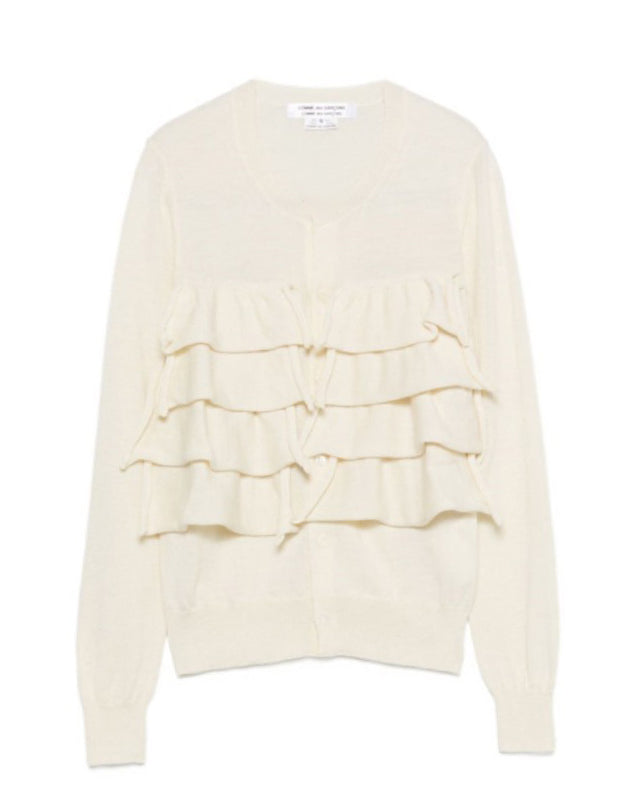 Cardigan a maniche lunghe con ruches in avorio Comme des garcons comme des garcons - donna 