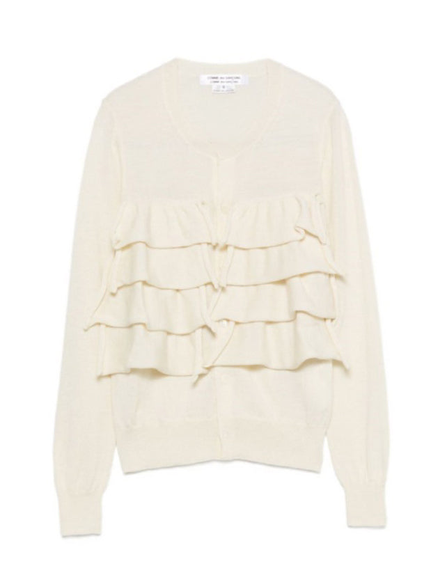 Cardigan a maniche lunghe con ruches in avorio Comme des garcons comme des garcons - donna 