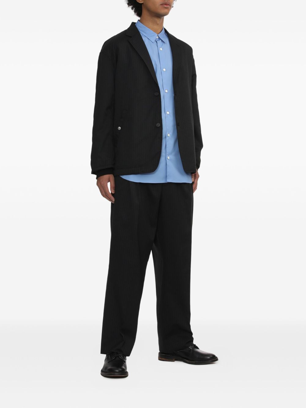 Pantaloni gessati con pieghe in nero Comme des garcons homme - uomo 