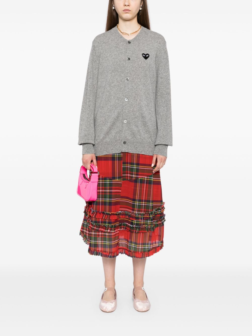 Cardigan con logo a cuore in grigio Comme des garcons play - unisex 