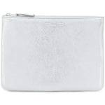 Portafoglio in pelle con logo goffrato in grigio Comme des garcons wallet - unisex 