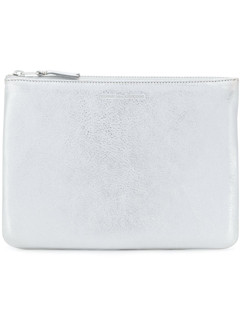 Portafoglio in pelle con logo goffrato in grigio Comme des garcons wallet - unisex 