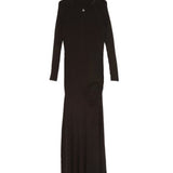 Abito lungo a coste con spacco in marrone Coperni - donna 