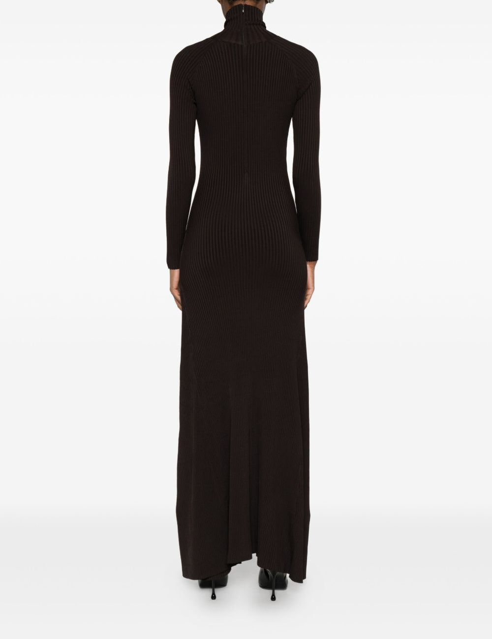 Abito lungo a coste con spacco in marrone Coperni - donna 