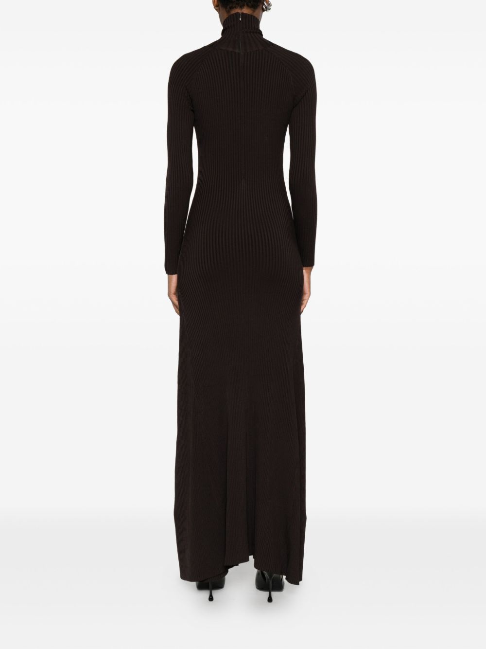 Abito lungo a coste con spacco in marrone Coperni - donna 