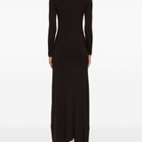 Abito lungo a coste con spacco in marrone Coperni - donna 