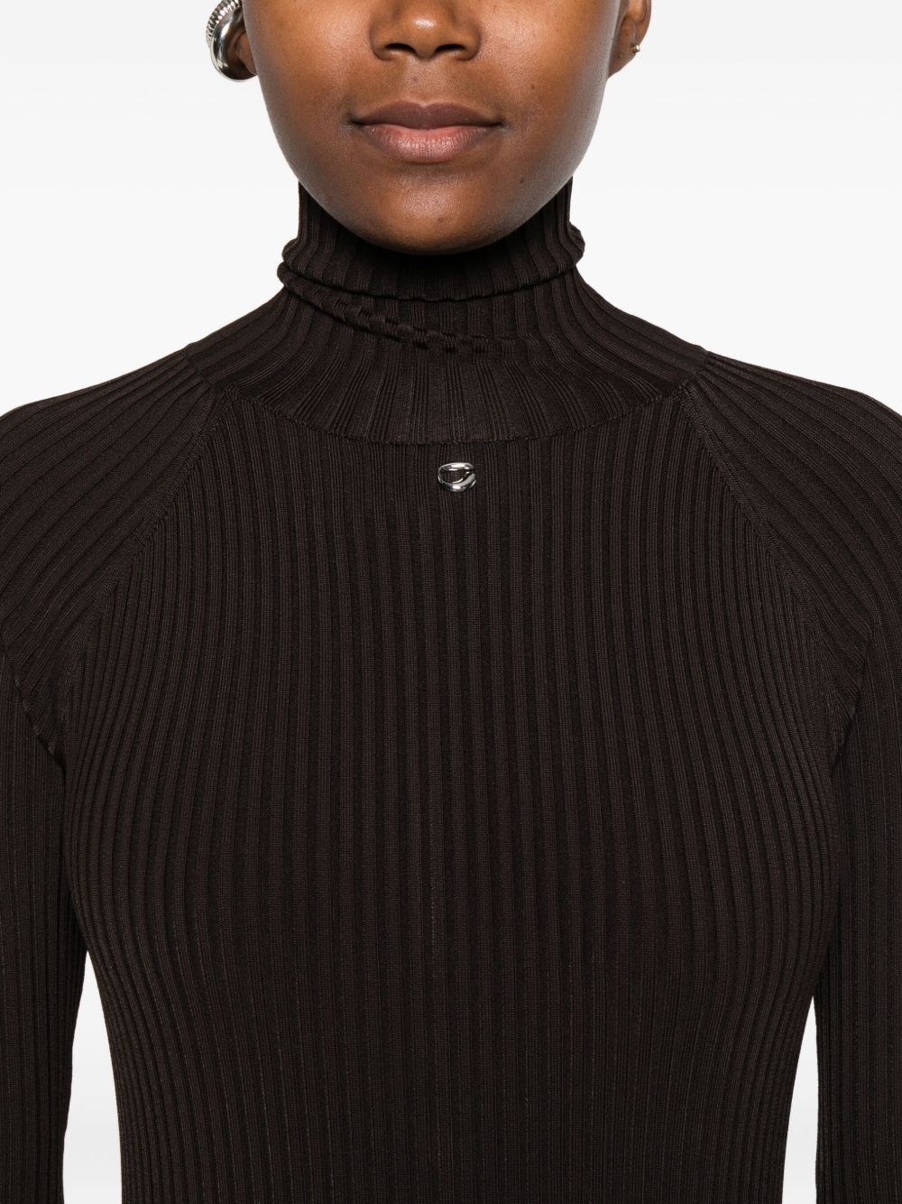 Abito lungo a coste con spacco in marrone Coperni - donna 