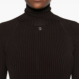 Abito lungo a coste con spacco in marrone Coperni - donna 