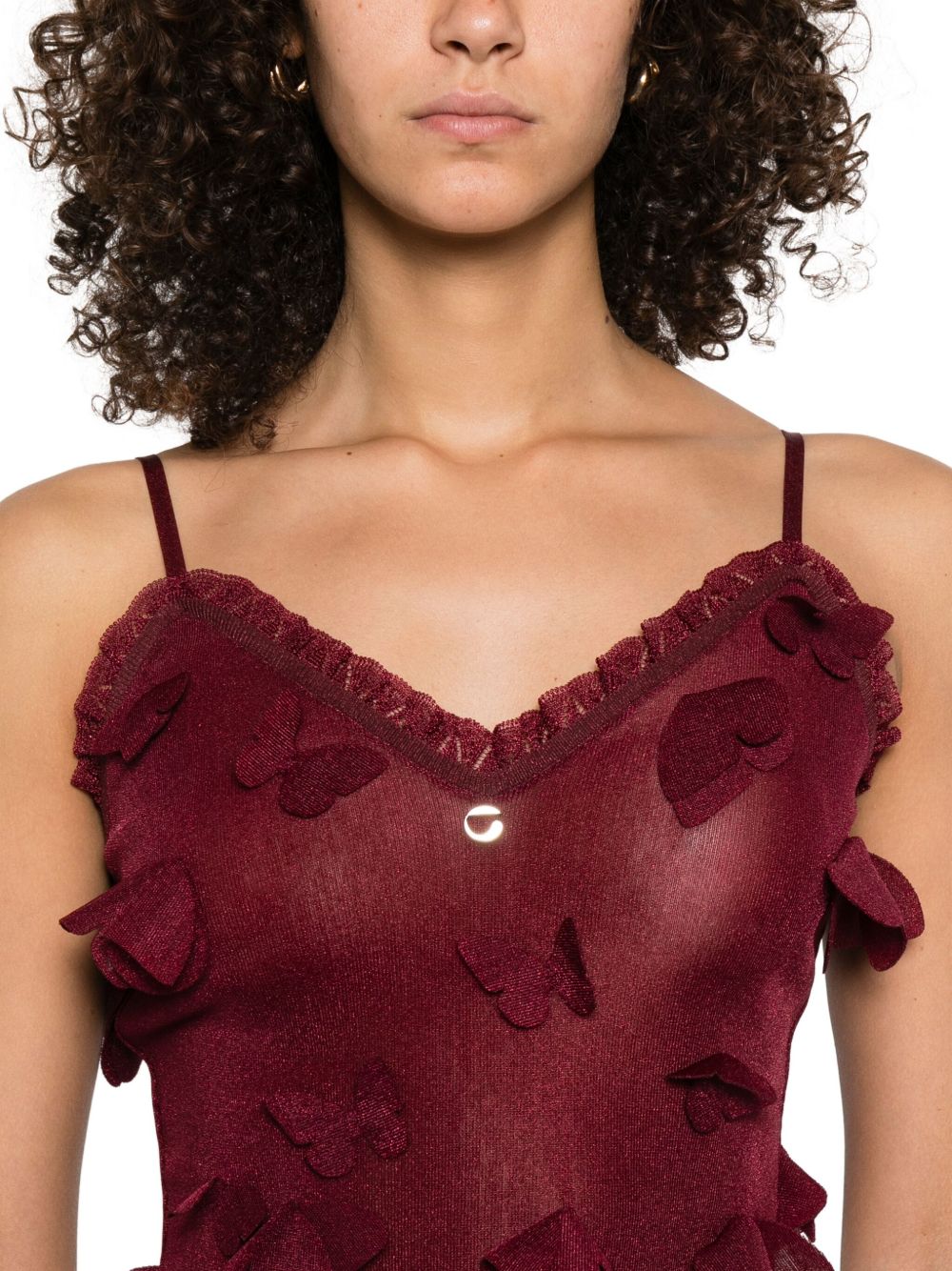 Top con ricami a farfalla in bordeaux Coperni - donna 
