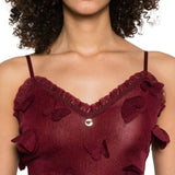 Top con ricami a farfalla in bordeaux Coperni - donna 