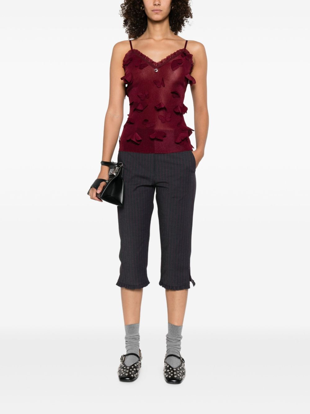 Top con ricami a farfalla in bordeaux Coperni - donna 