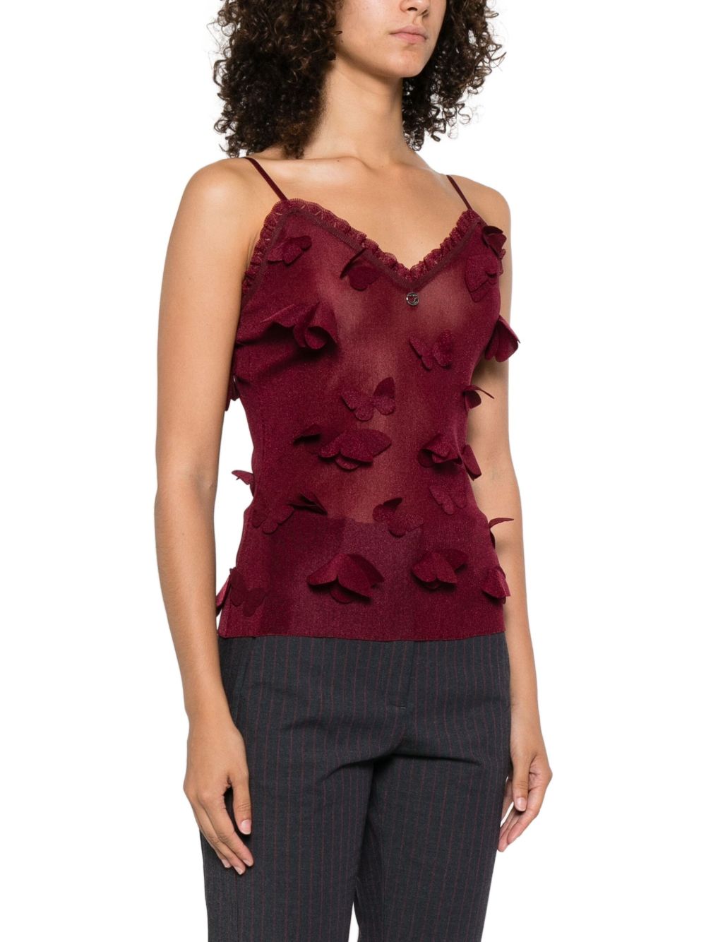 Top con ricami a farfalla in bordeaux Coperni - donna 