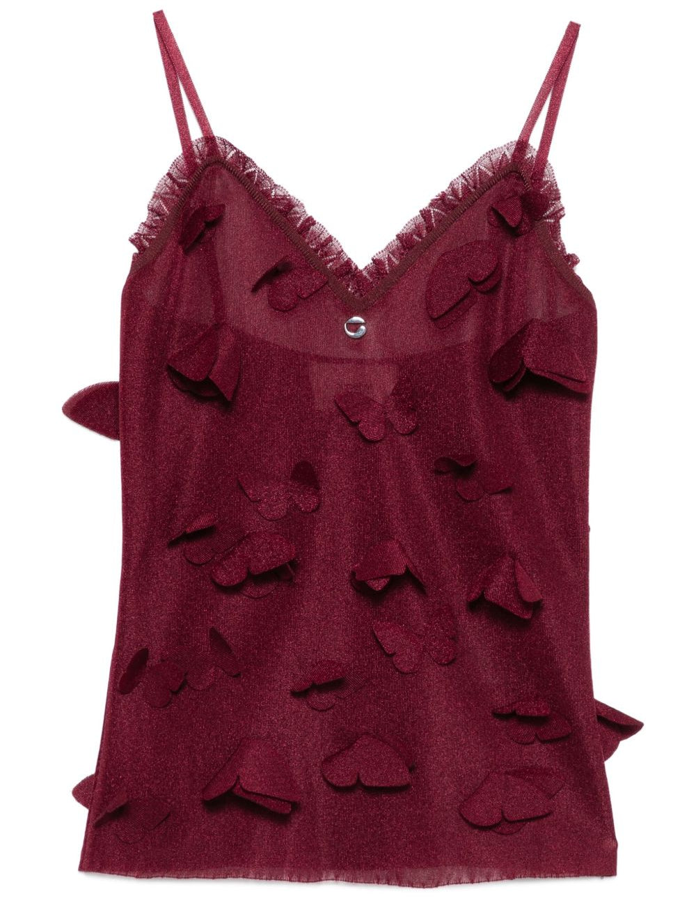 Top con ricami a farfalla in bordeaux Coperni - donna 