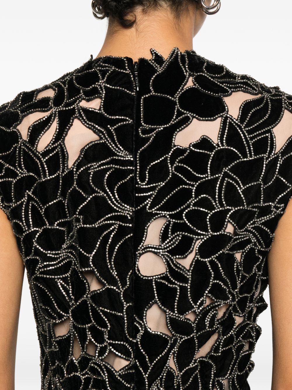 Abito con applicazioni floreali in nero Costarellos - donna 