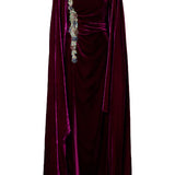 Abito in velluto brisha con ricamo di cristalli in viola Costarellos - donna 