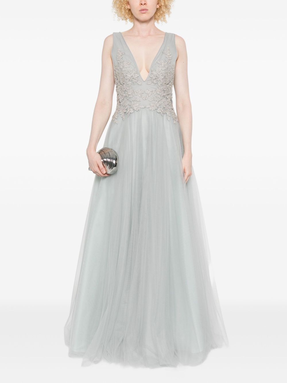 Abito lungo con scollo a V in grigio Costarellos - donna 