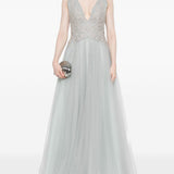 Abito lungo con scollo a V in grigio Costarellos - donna 