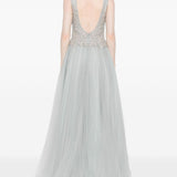 Abito lungo con scollo a V in grigio Costarellos - donna 