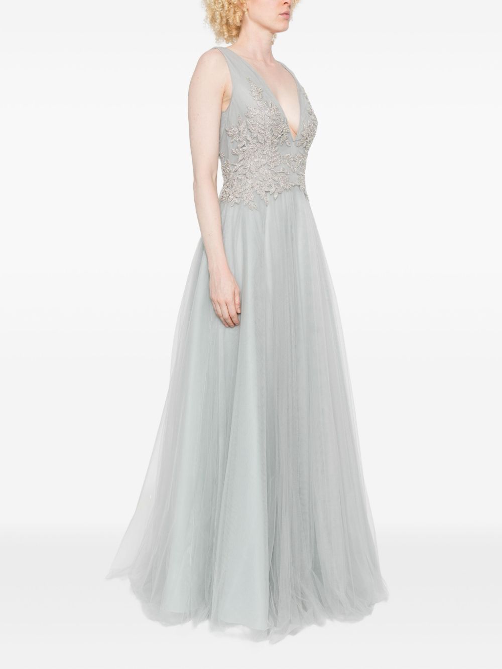 Abito lungo con scollo a V in grigio Costarellos - donna 