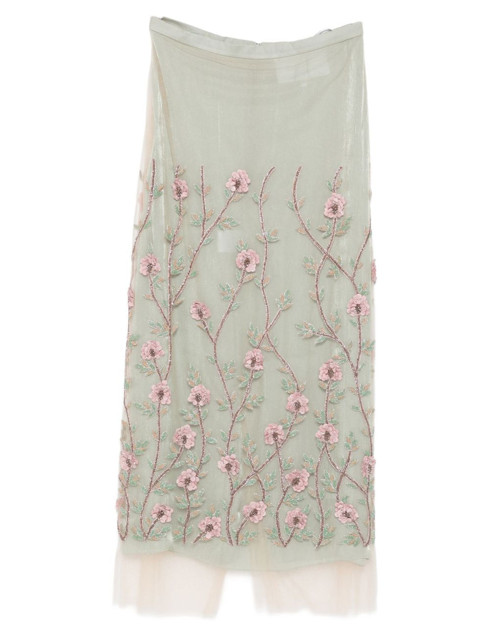 Gonna midi con ricamo a fiori in verde Costarellos - donna 