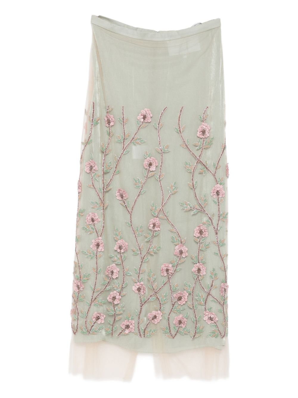 Gonna midi con ricamo a fiori in verde Costarellos - donna 