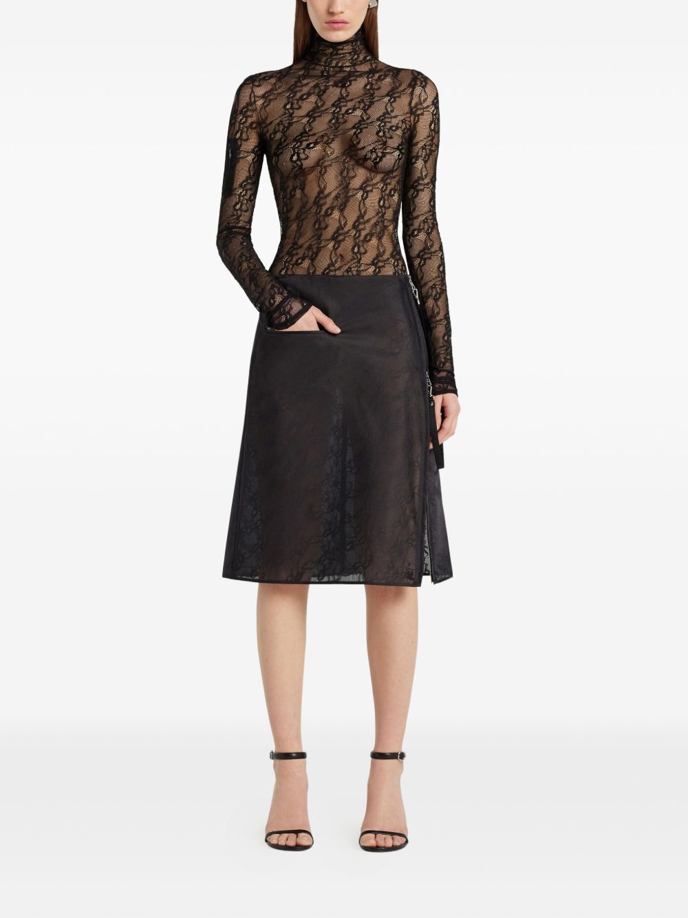 Top a collo alto in nero Courrèges - donna 