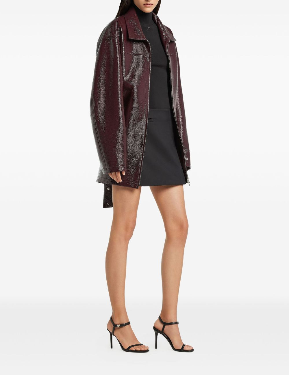Giacca in vinile con cintura in bordeaux COURRÈGES - donna 